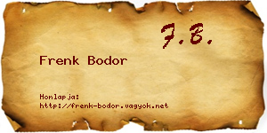 Frenk Bodor névjegykártya